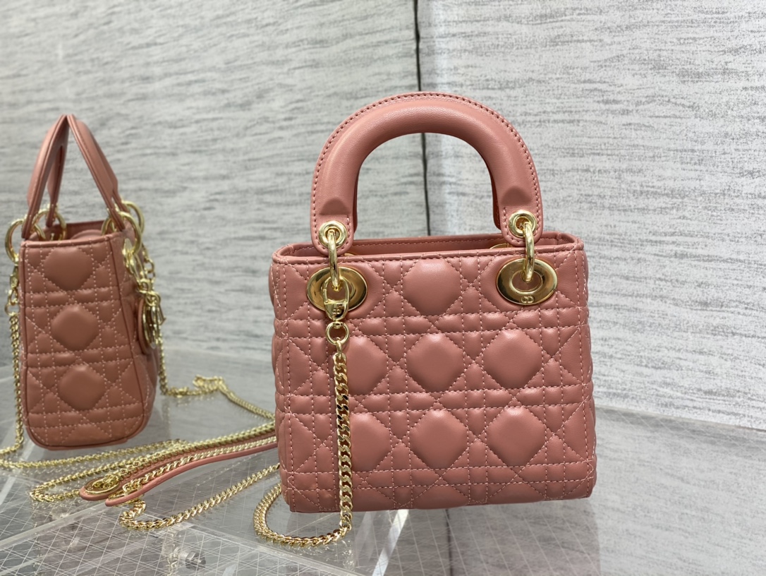 Mini Lady Dior Bag Coral Cannage Lambskin